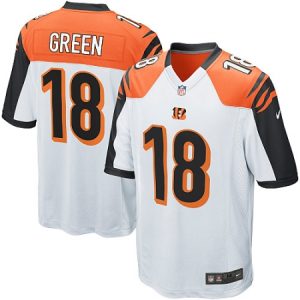 2023 Nike Mens Cincinnati Bengals #18 A.J. Green Game White Orange Black NFL Jersey