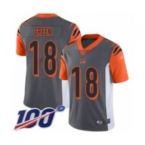 2023 Youth Cincinnati Bengals #18 A.J. Green Limited Silver Inverted Legend 100th Season Football Jersey