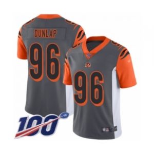 Cheap Mens Cincinnati Bengals #96 Carlos Dunlap Limited Silver Inverted Legend 100th Season Football Jersey