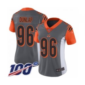 Cheap Womens Cincinnati Bengals #96 Carlos Dunlap Limited Silver Inverted Legend 100th Season Football Jersey