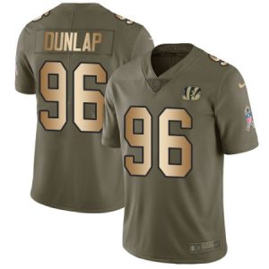 New Youth Nike Cincinnati Bengals #96 Carlos Dunlap Limited Olive/Gold 2017 Salute to Service NFL Jersey